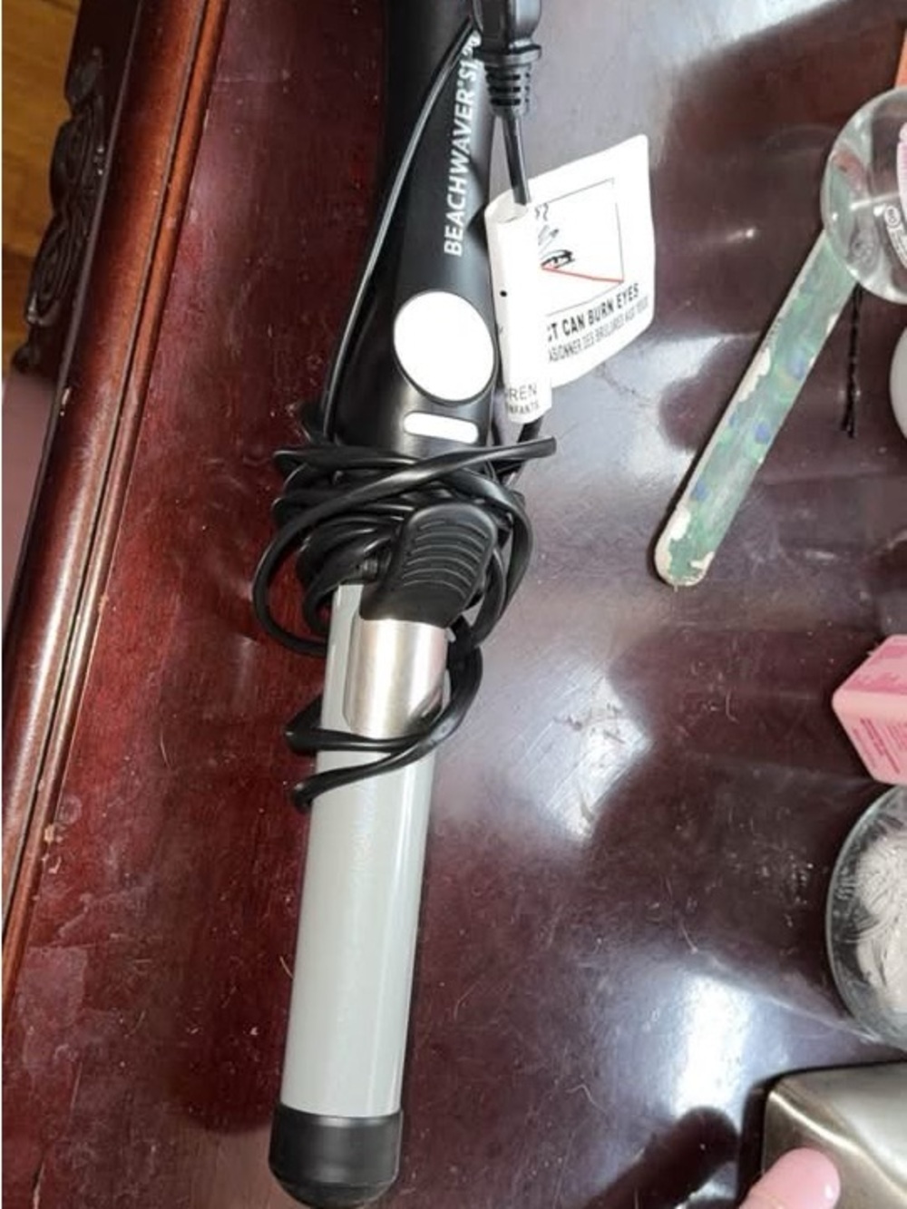 Silver and Black Curling Iron Beachwaver 1.25 in